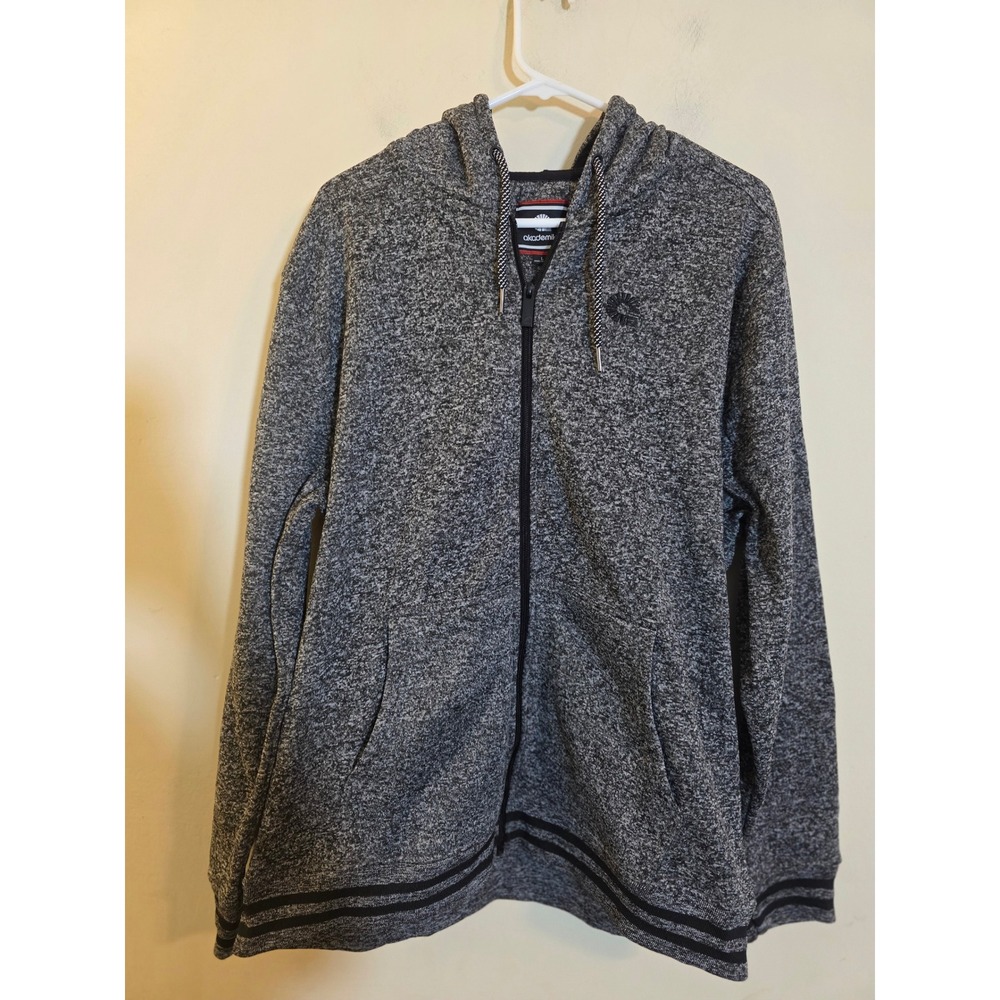 Akademiks Mens Full Zip Hoodie Charcoal Grey Space Dye Marl Fleece Lined Large‎